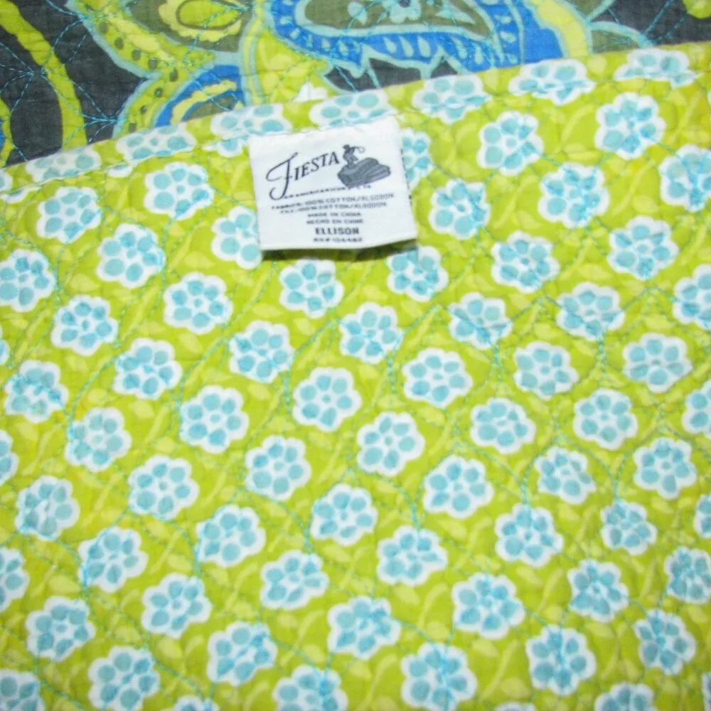 Blue and Green Paisley Quilt Coverlet - Home Bedding